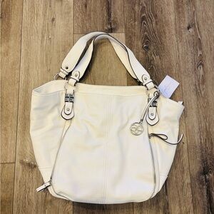 Beautiful Jessica Simpson White Bag with Silver Accents